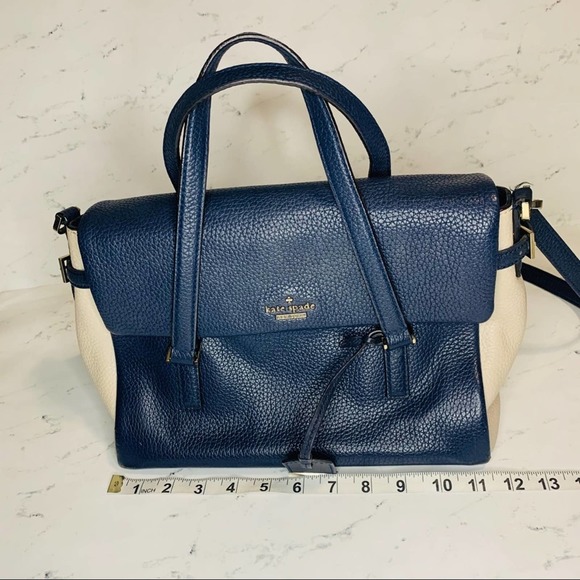 Kate Spade Holden Street Leslie Bag Navy Galaxy Sand + Tellie Bifold Wallet - Picture 7 of 11